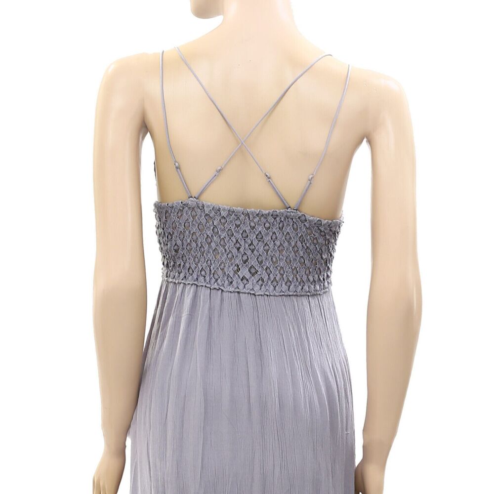 Free People FP One "Adella" Slip Crochet Lace Long Maxi Dress Smocked XS 288295 - Picture 8 of 8